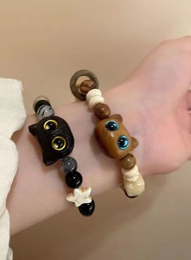 猫猫头甜酷小猫手串情侣手链送