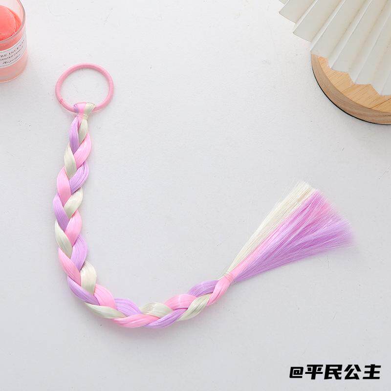 麻花辫子三股辫假发卡通辫子糖果色公主造型diy炫彩手工可爱