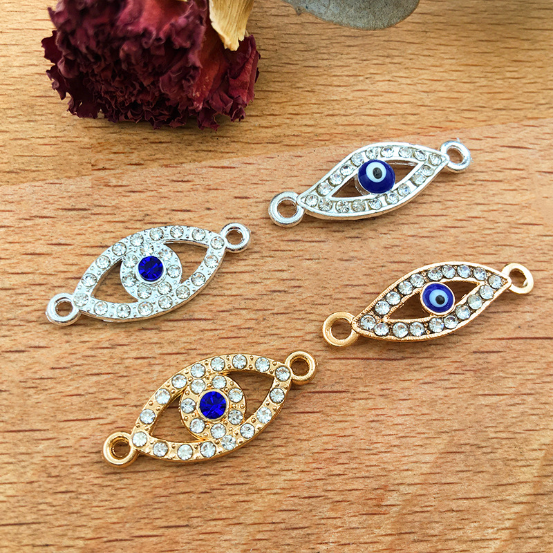 1个恶魔之眼双孔点钻锚手掌树爱心创意蓝眼睛钥匙圈包包挂件滴油
