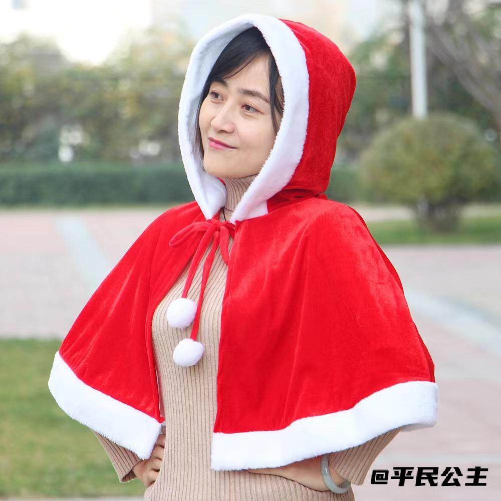 百变小樱红色金丝绒斗篷儿童派对演出红色金丝绒连帽披肩服饰成人