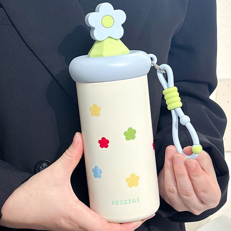 花朵保温杯学生316不锈钢新款水杯高颜值女生大容量便携咖啡杯子