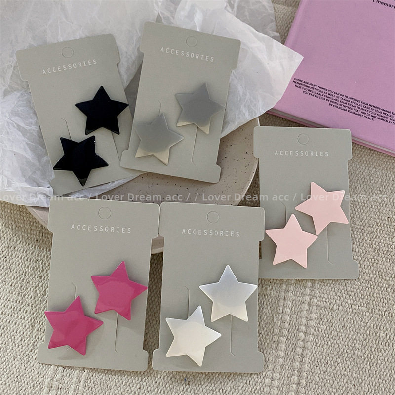 新款银灰色粉色五角星星鸭嘴夹 甜美可爱少女侧边刘海夹发夹发饰