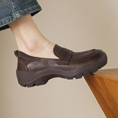 厚底乐福鞋 女2026新款 5cm小皮鞋 羊皮版 百搭通勤小个子增高单鞋 子