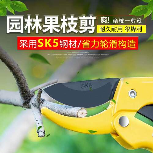 顶谷SK5钢材修枝剪 园林果树剪刀粗枝花剪 省力树枝修花园艺剪刀
