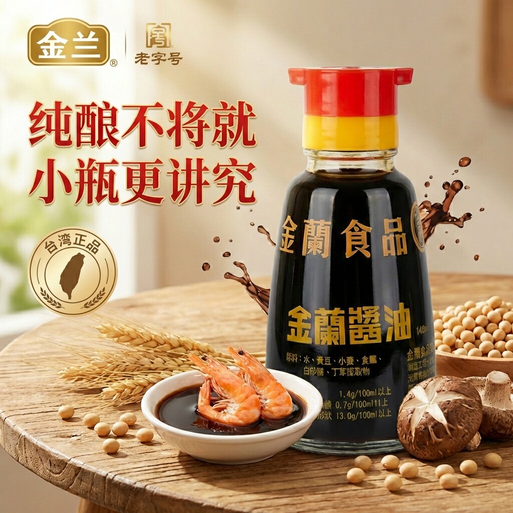 金兰老字号纯酿造酱油148ml一级酱油小瓶装不浪费易携带台湾正品