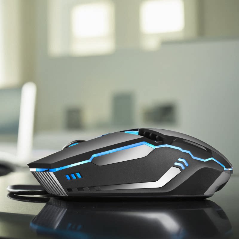 追光豹有线USB鼠标炫光发光游戏电竞办公笔记本台式通用速度可调