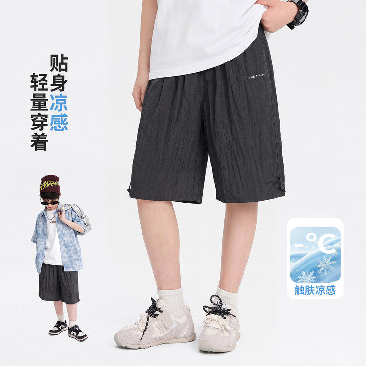男童夏季速干短裤薄款2026新款儿童运动裤子宽松凉感男孩中裤休闲