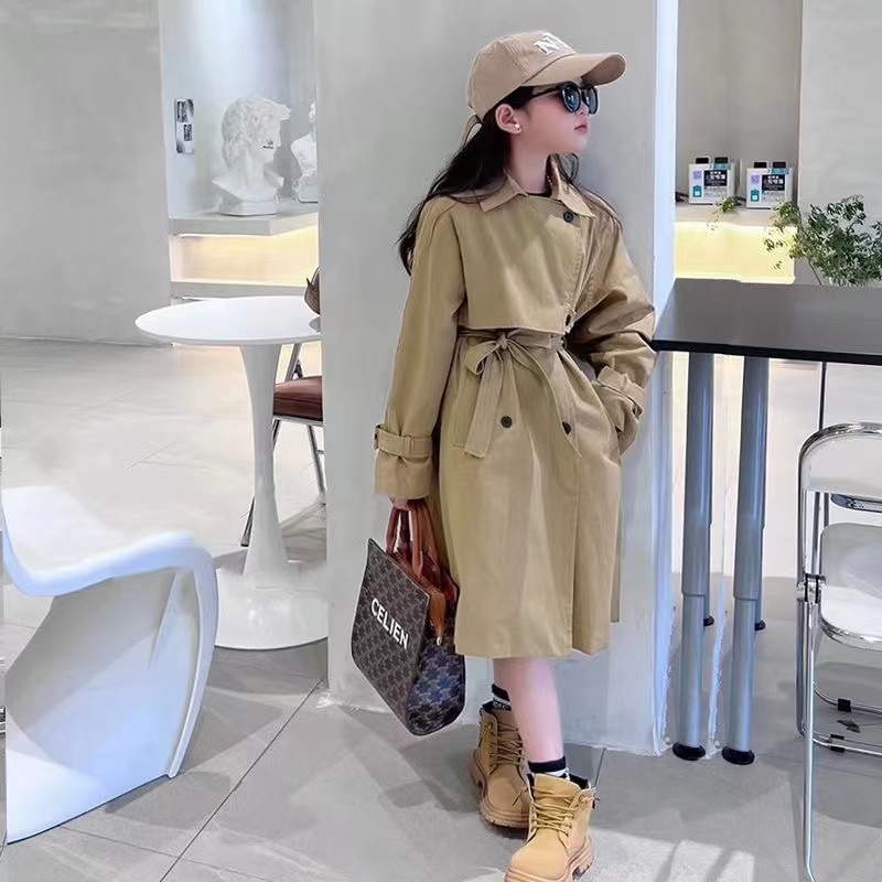 女童风衣外套2024新款秋装儿童中长款英伦大童女孩春秋洋气童装潮