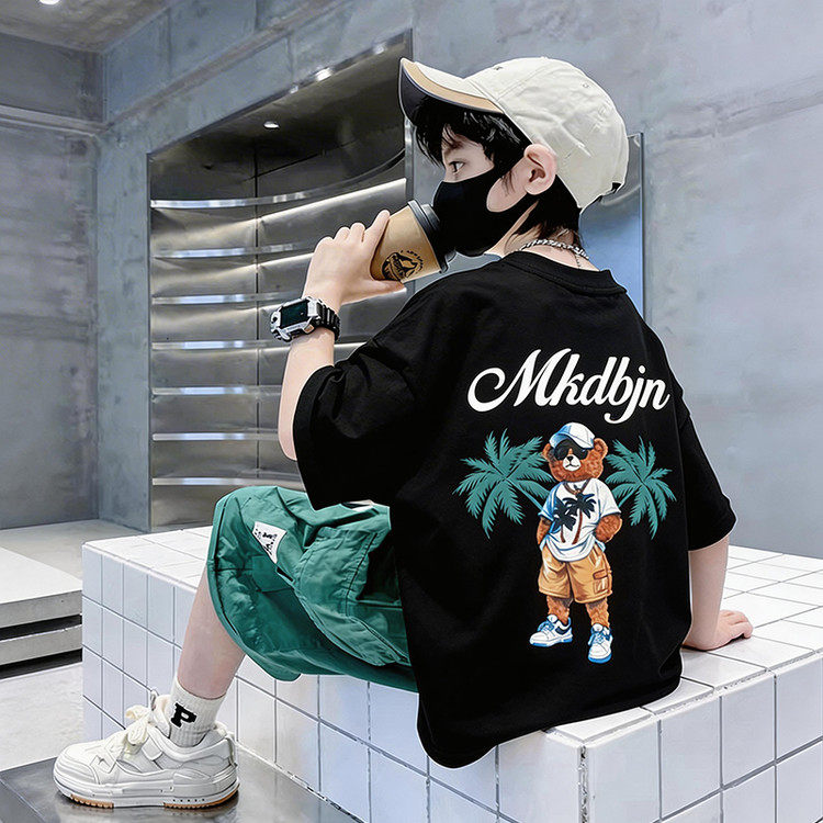 男童夏季T恤2026新款男孩宽松帅气夏装儿童潮t薄款中大童短袖上衣