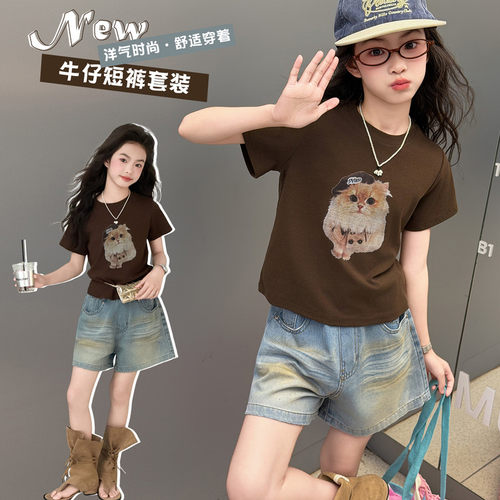 可开裆孩子棉类混纺B级夏季套装