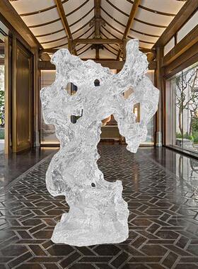 透明树脂太湖石雕塑大型落地摆件现代简约酒店售楼处软装饰工艺品