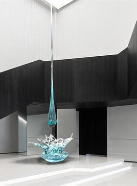 现代透明水滴吊饰挂件水花摆件酒店售楼处装饰落地树脂雕塑艺术品