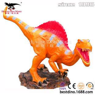 恐龙工厂吉祥物定制玻璃钢棘龙摆件模型庭园雕塑春节氛围产品