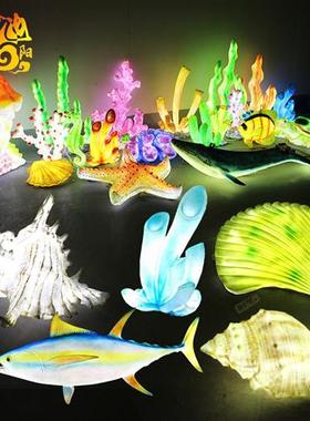 大型仿真鱼摆件发光生物鱼模型玻璃钢雕塑海洋餐厅装饰品悬挂装饰