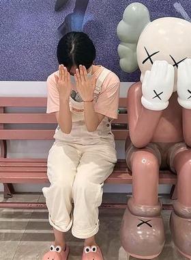 卡通雕塑芝麻街网红大摆件拍照坐姿商场玻璃钢座椅暴力熊玩偶公仔