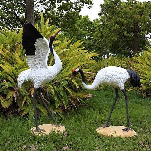 仙鹤雕塑花园丹顶鹤摆件仿真户外景观造景玻璃钢庭院水池白鹤模型