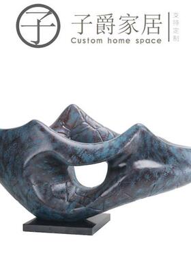 新中式轻奢酒店售楼处雕塑艺术品简约现代抽象透明树脂桌摆件N