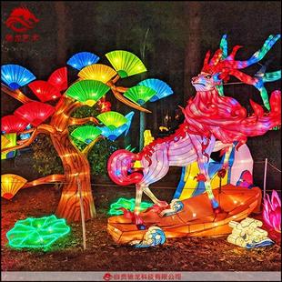 圣诞鹿造型灯饰手工铁艺麋鹿花灯定制制作驯鹿造型元宵节迎春花灯