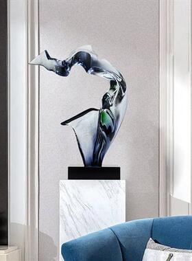 客厅玄关电视柜摆件家居软装饰品样板房酒店透明树脂入户门雕塑