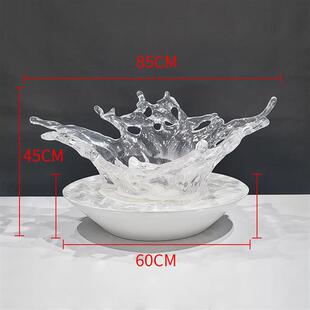 透明树脂落地水花雕塑摆件别墅酒店售楼处样板间水滴吊饰软装 饰品