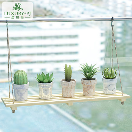 实木阳台栏杆壁挂式花架墙面客厅悬挂置物架花园多肉挂架护栏挂式