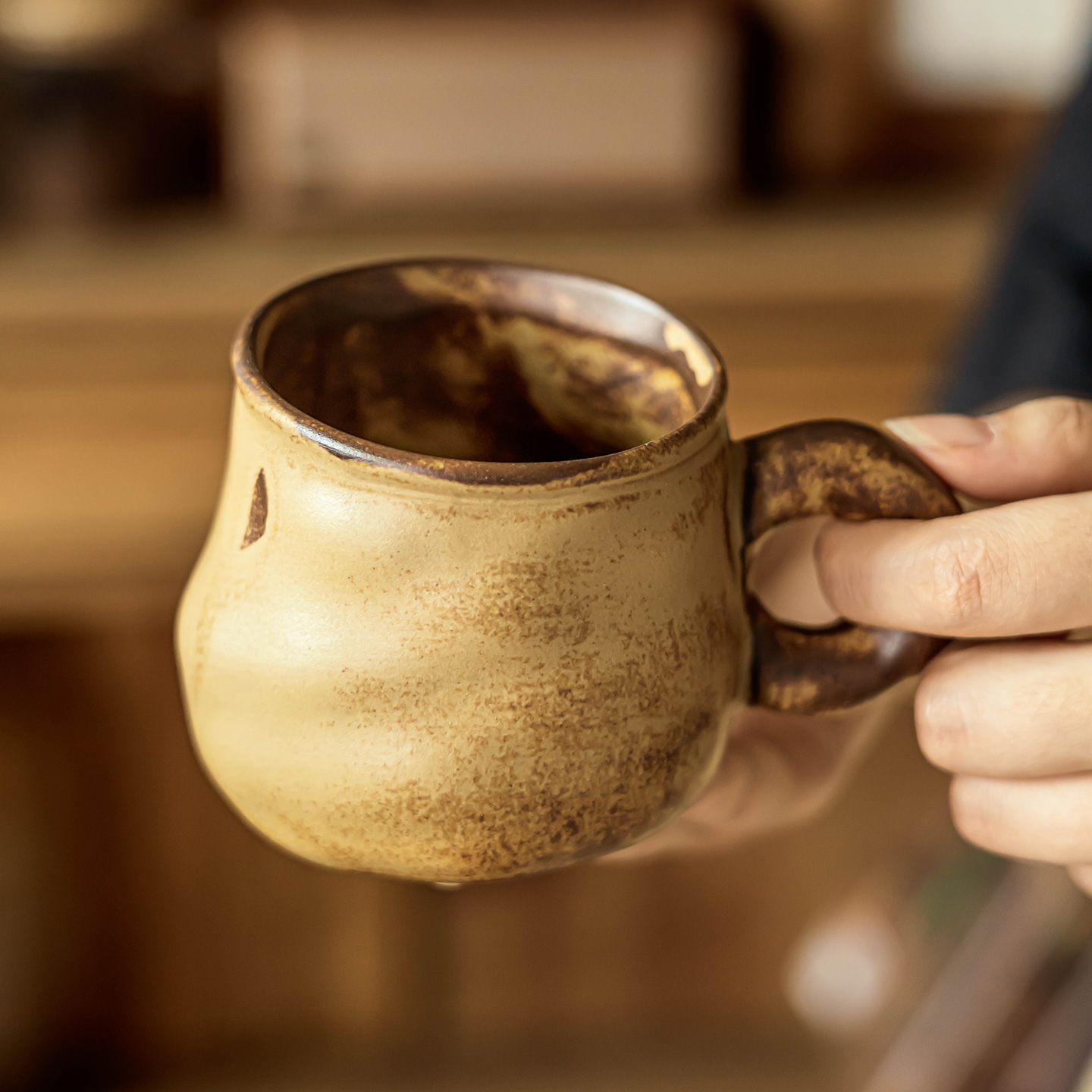 粗陶手作马克杯复古手捏杯
