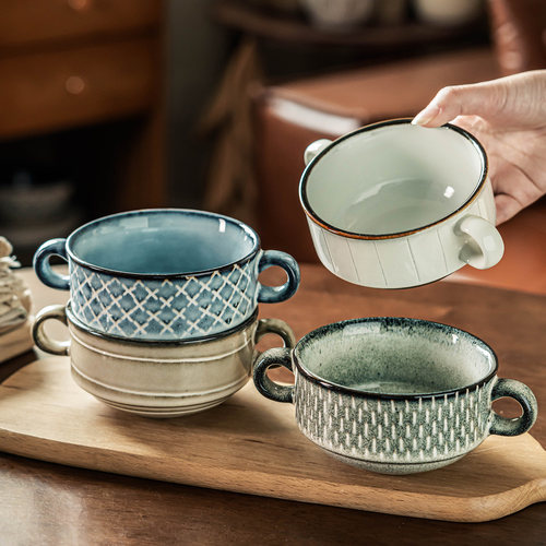 双耳碗日式复古风创意沙拉碗