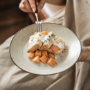 浅盘日式 餐具家用陶瓷盘子菜盘西餐盘平盘螺纹盘子高级感复古餐具