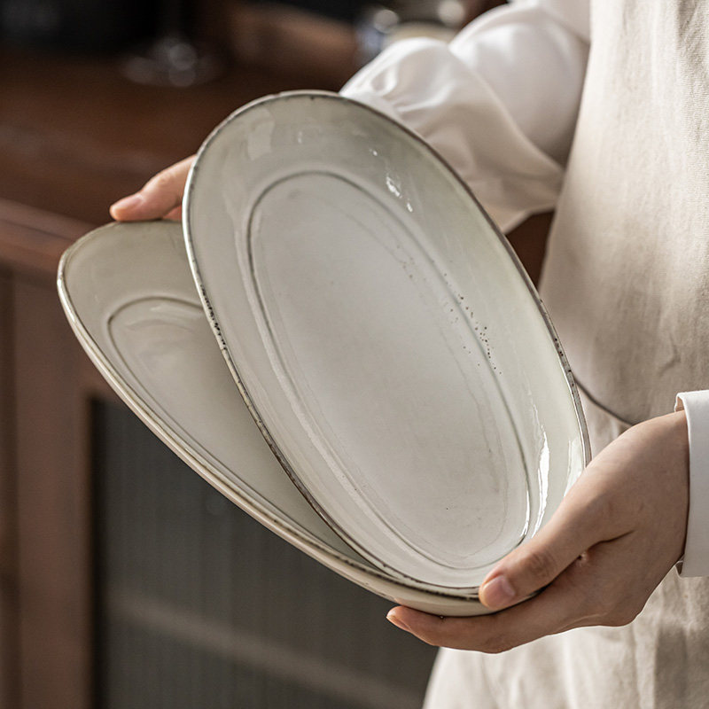 复古高颜值小龙虾盘子鱼盘椭圆形日料盘子家用陶瓷蒸鱼盘日式菜盘,餐饮具,盘,淘宝优惠券,粉丝福利购,淘宝优惠卷