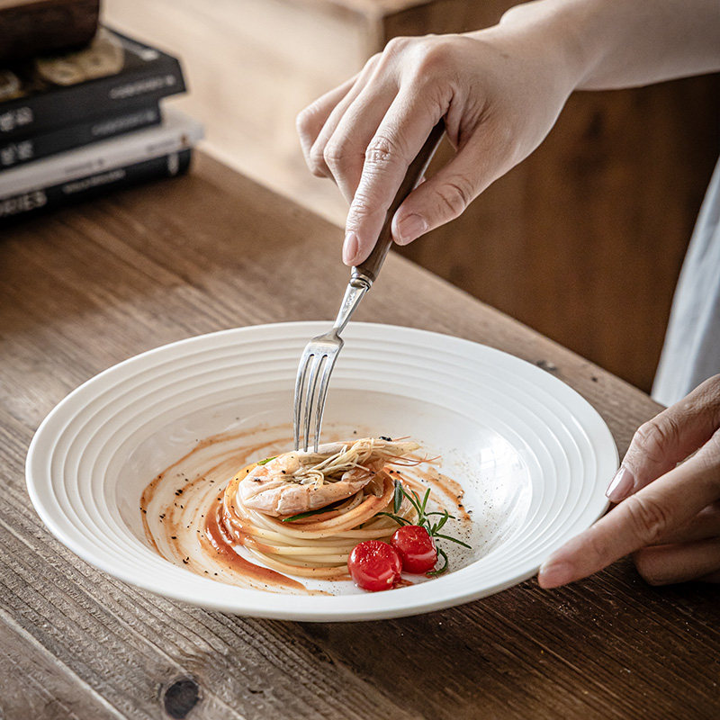 吉田成器意面盘陶瓷盘子家用菜盘餐具餐盘碟子白色碗碟西餐草帽盘,餐饮具,盘,淘宝优惠券,粉丝福利购,淘宝优惠卷