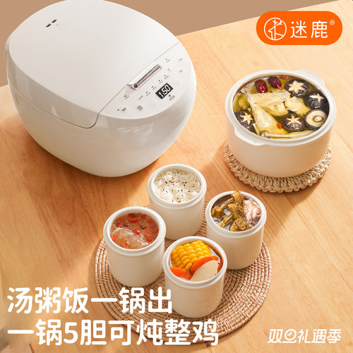 迷鹿五胆电炖锅大容量家用电炖盅隔水炖全自动陶瓷煲汤锅BB煮饭锅