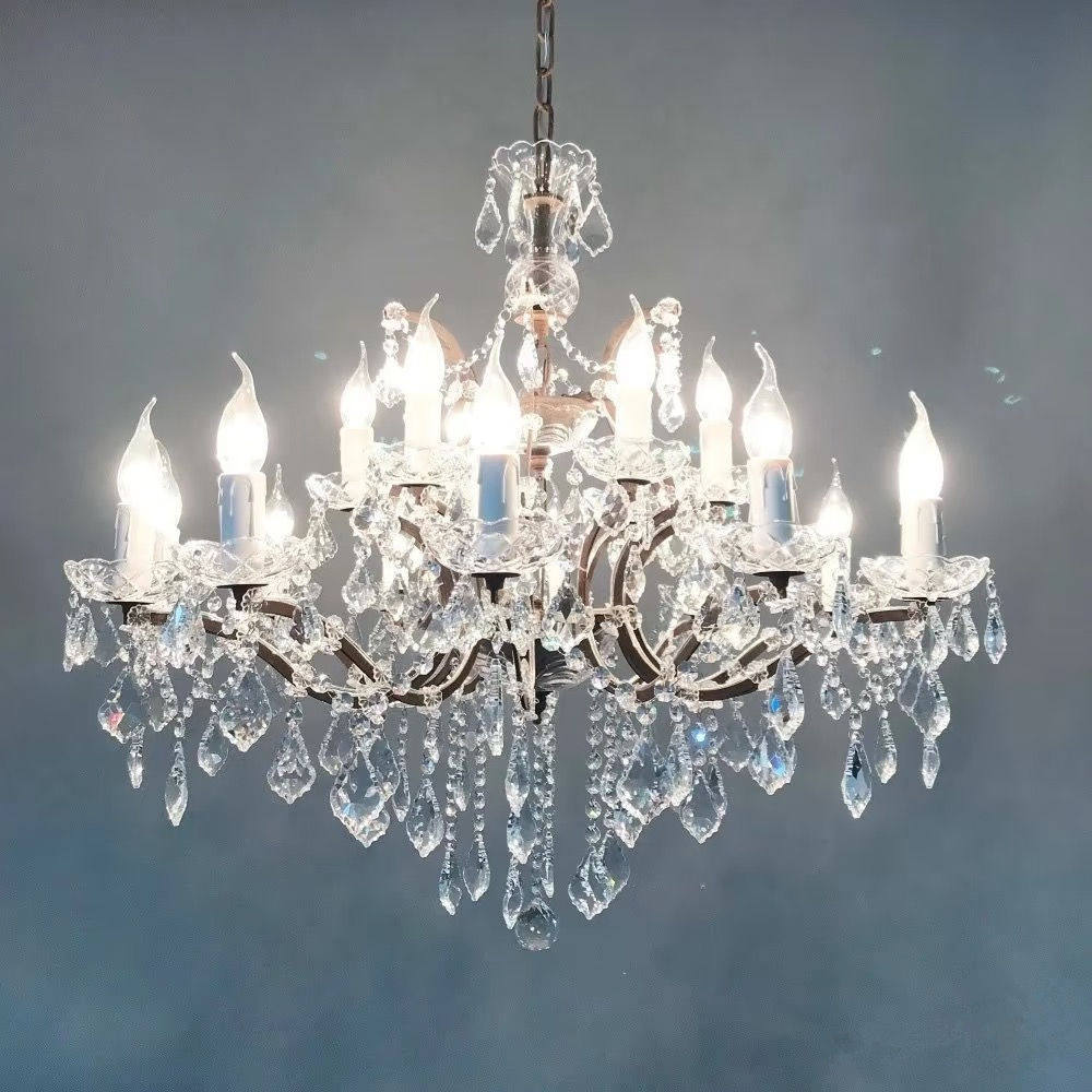 美式乡村复古水晶吊灯新古典铁艺蜡烛餐厅卧室灯客厅别墅咖啡厅灯