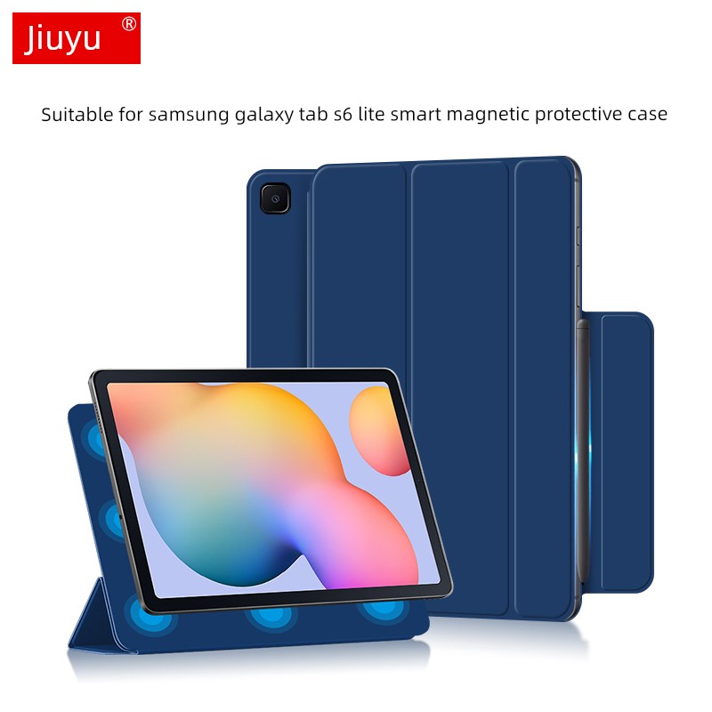 适用于三星Galaxy Tab S6 Lite保护壳10.4英寸磁性皮革壳Sm-P610平板电脑壳P615磁性笔槽扣P618睡眠支撑壳