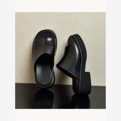 高档松糕底厚底发型师拖鞋 男增高跟6厘米鱼嘴脱鞋 一字拖