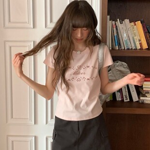 韩系ins风轻甜系穿搭短袖T恤(无配件)