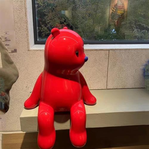 网红占占兔子熊雕塑户外商场大型玻璃钢卡通熊落地装饰大摆件