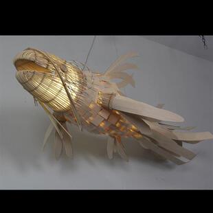 木艺鱼型新中式 简约火锅店咖啡厅茶楼售楼部酒店大堂工程灯吊灯