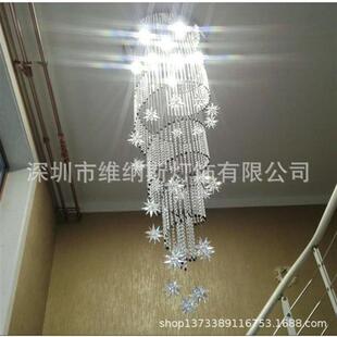 现代楼梯K水晶吊灯复式 螺旋吊线灯饰别墅酒店大堂工程灯具客厅灯