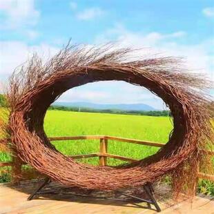 藤编座椅网红打卡鸟巢拍照打卡户外道具巴厘岛鸟巢民俗农庄装 饰