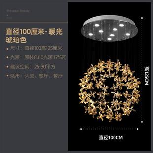 高档别墅中空水晶客厅吊灯简约现代轻奢圆球服装 饰吊灯 店楼梯装