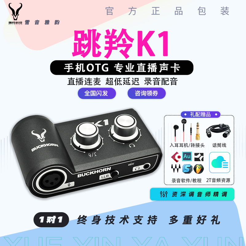 跳羚k1声卡USB录音配音直播专用