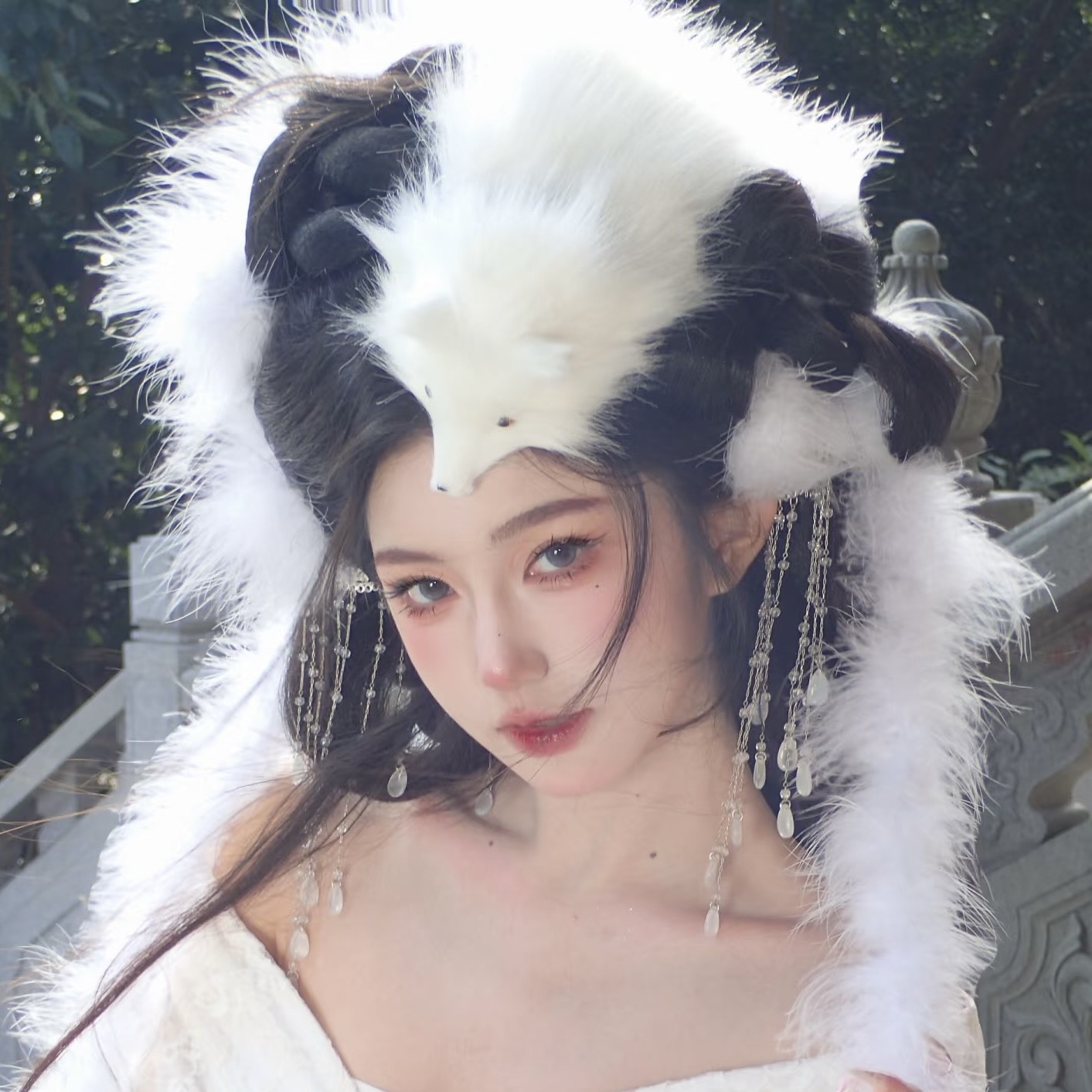 新款古装妲己古风头饰道具狐狸汉服画皮白狐影楼cos小唯狐妖发饰