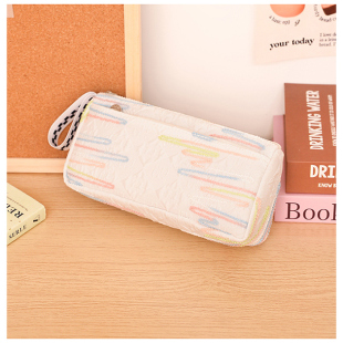 韩版笔袋女小学生大容量文具收纳袋两层耐脏加长铅笔袋小众化妆包