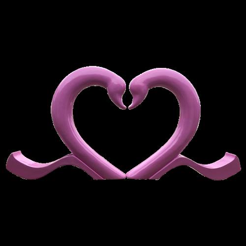 抽象爱心摆件户外玻璃钢天鹅雕塑园林景观旅游景区拍照美陈道具