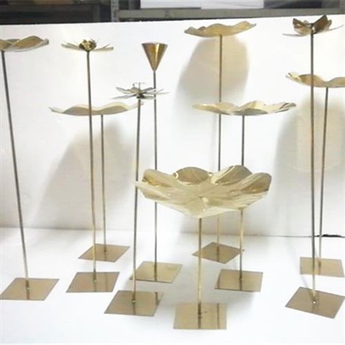 荷花荷叶莲蓬金属不锈钢景观小雕塑工艺品摆件创意家居装饰品