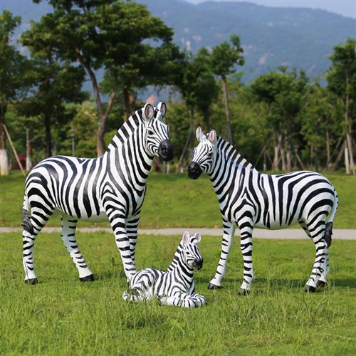 仿真动物大型斑马雕塑摆件花园林景观景区玻璃钢装饰草坪模型摆设