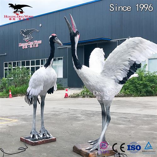 动物模型电动飞禽仿真仙鹤手工粘毛栩栩如生商场展览馆动物园美陈