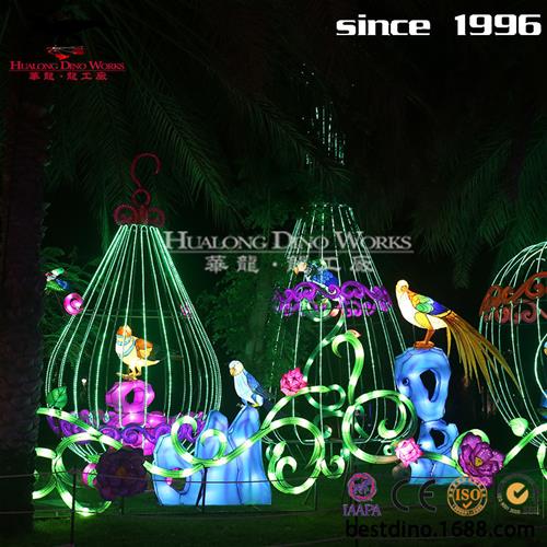 年圣诞节春节亮化草坪彩灯组合摆件美陈鸟笼鹦鹉创意灯会