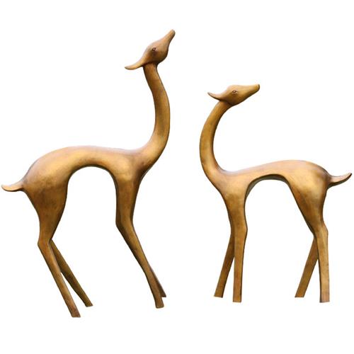 户外园林玻璃钢仿铜抽象梅花鹿仿真动物雕塑商场庭院景观装饰摆件