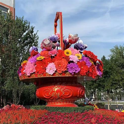 定制大型花篮雕塑玻璃钢户外广场公园国庆节日开业庆典装饰摆件
